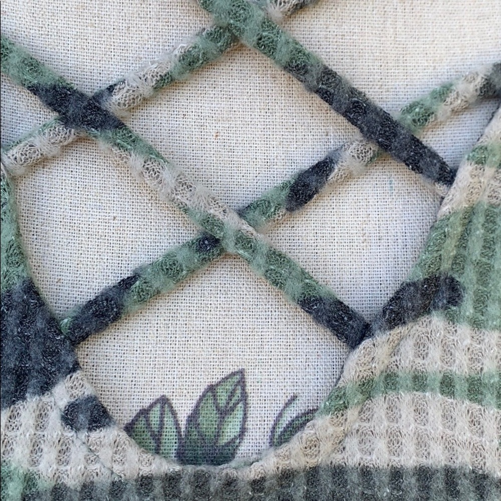 Cherish Green Camouflage Criss Cross Brushed Waffle Top - Picture 5 of 8